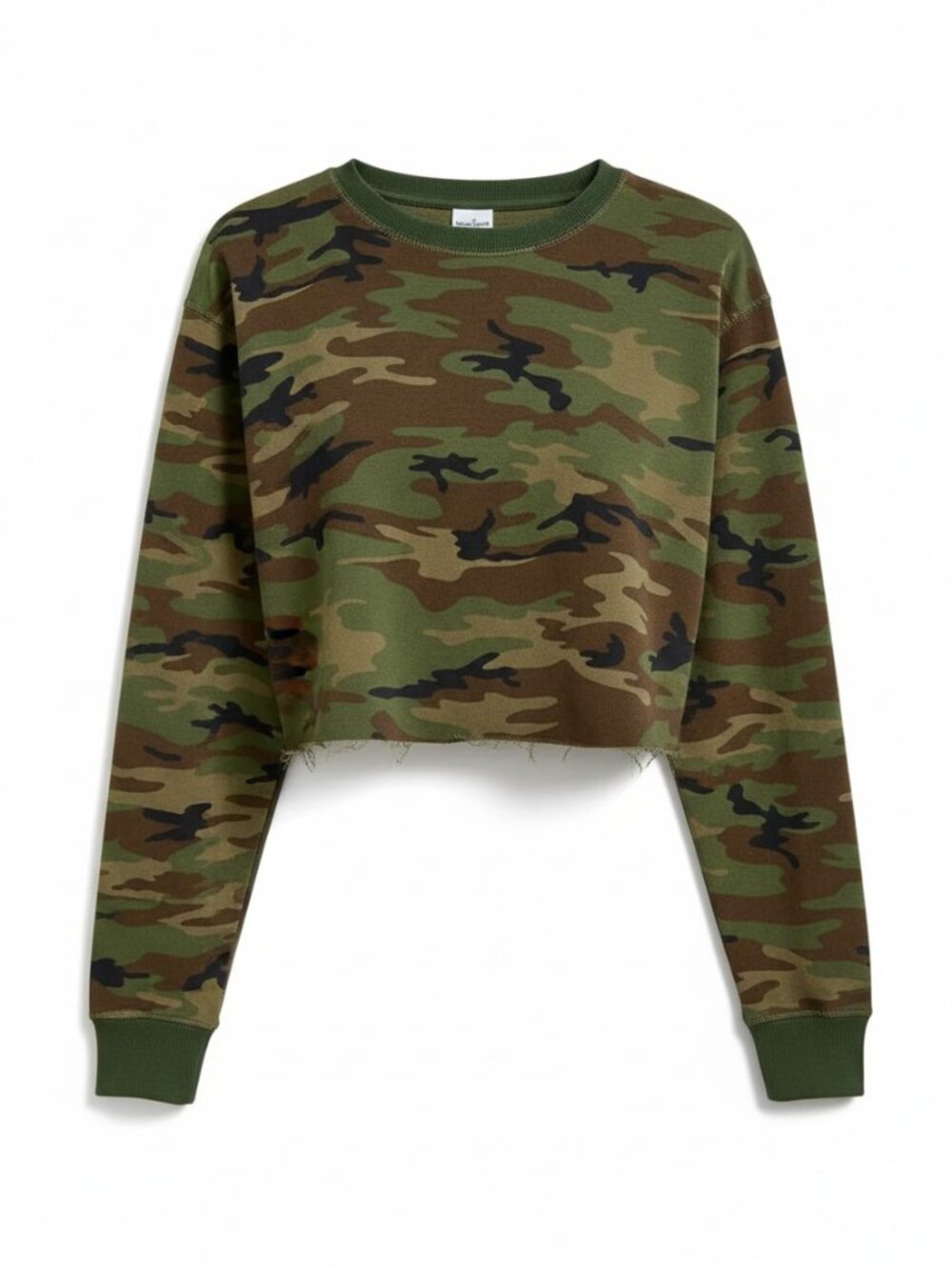 Forever 21 Raw Hem Cropped Camouflaged Sweatshirt